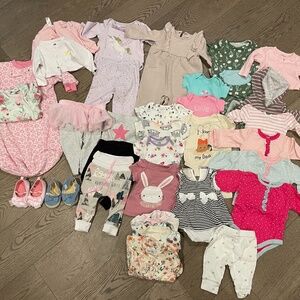 3-6 month girl and 6-9 month girl clothes, pajamas, shoes